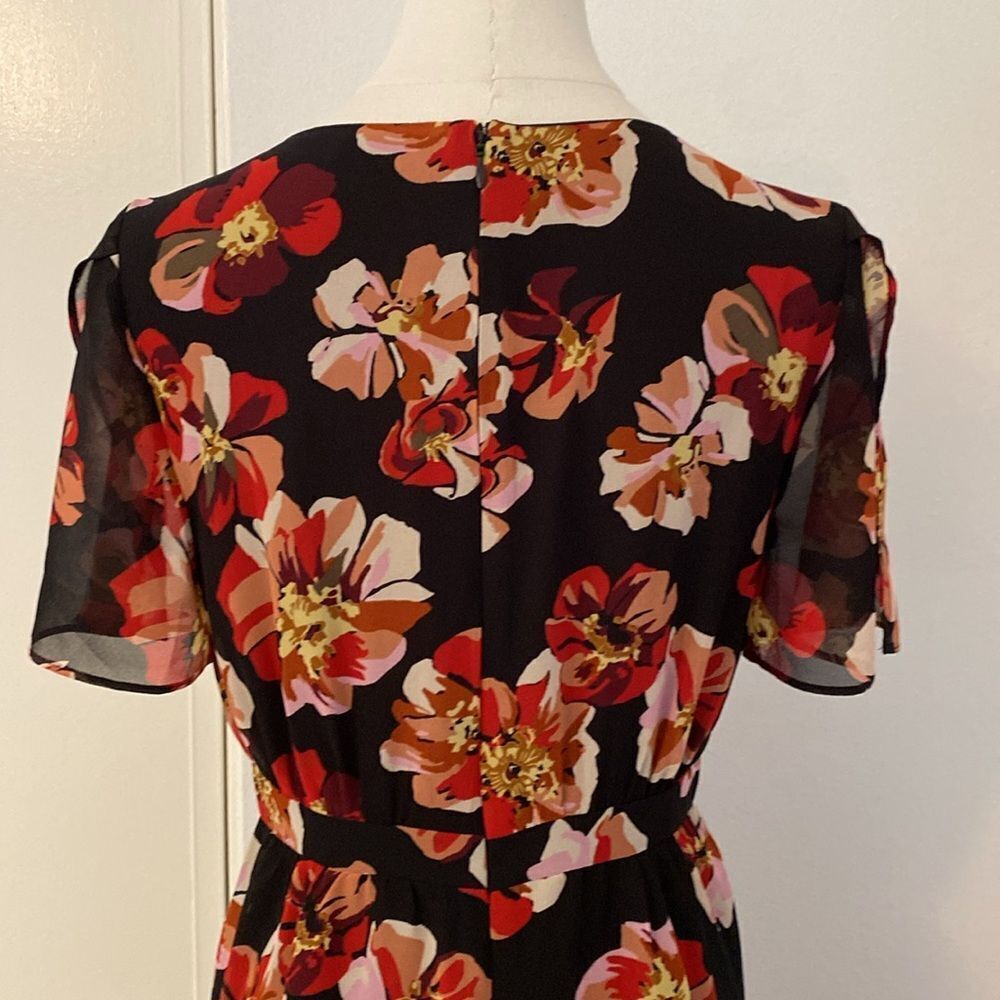 Madewell Black and Red Tulip-Sleeve Mini Dress in French Rose Size 0 - Picture 9 of 16
